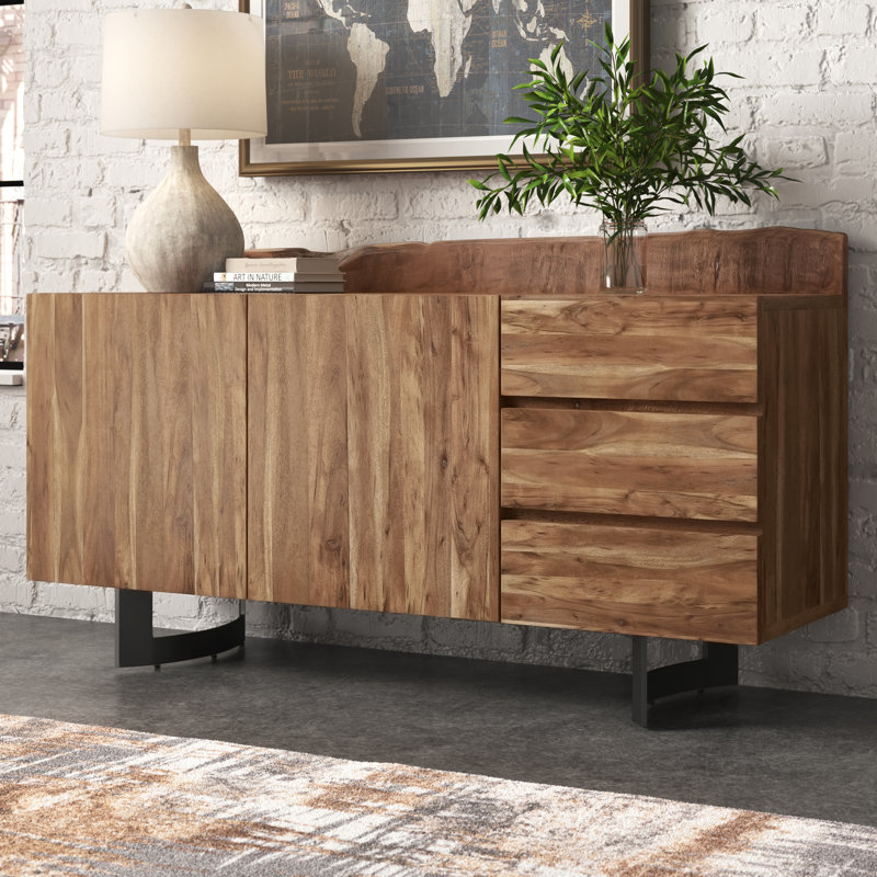 Steelside Kenmore Solid Acacia Wood Sideboard Reviews Wayfair